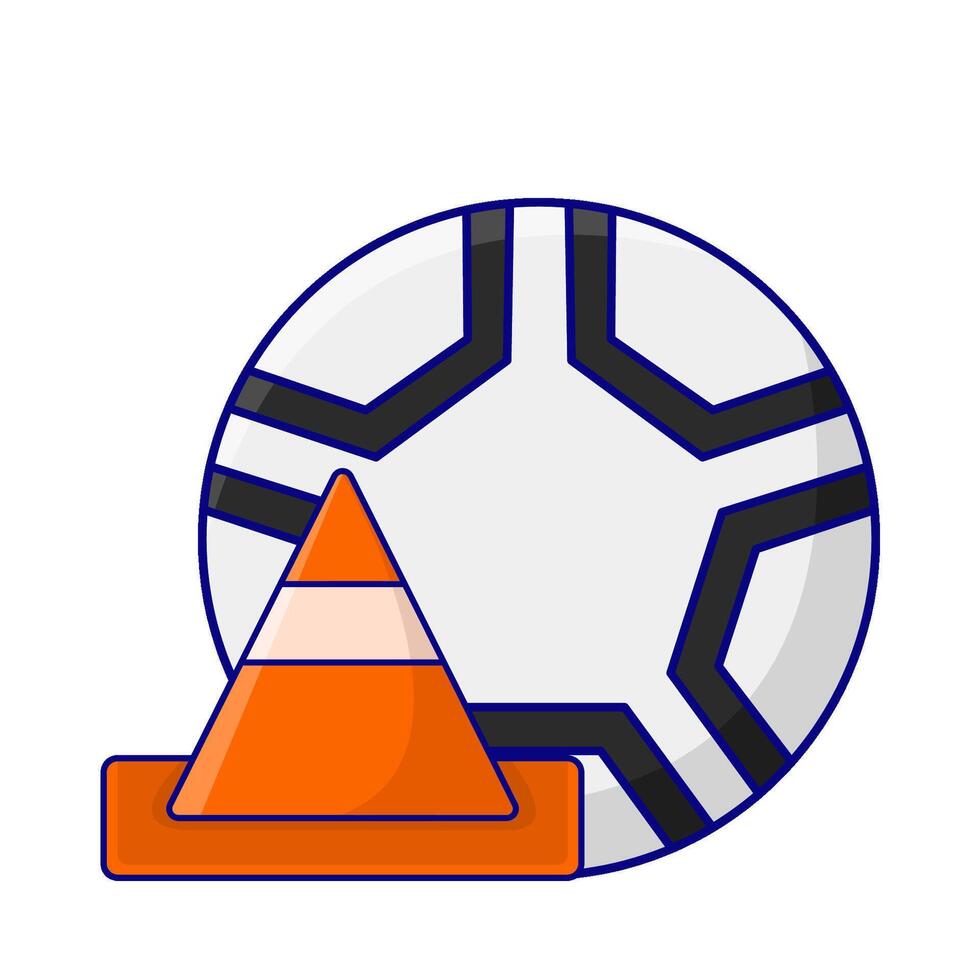 fútbol pelota con trafico cono ilustración vector