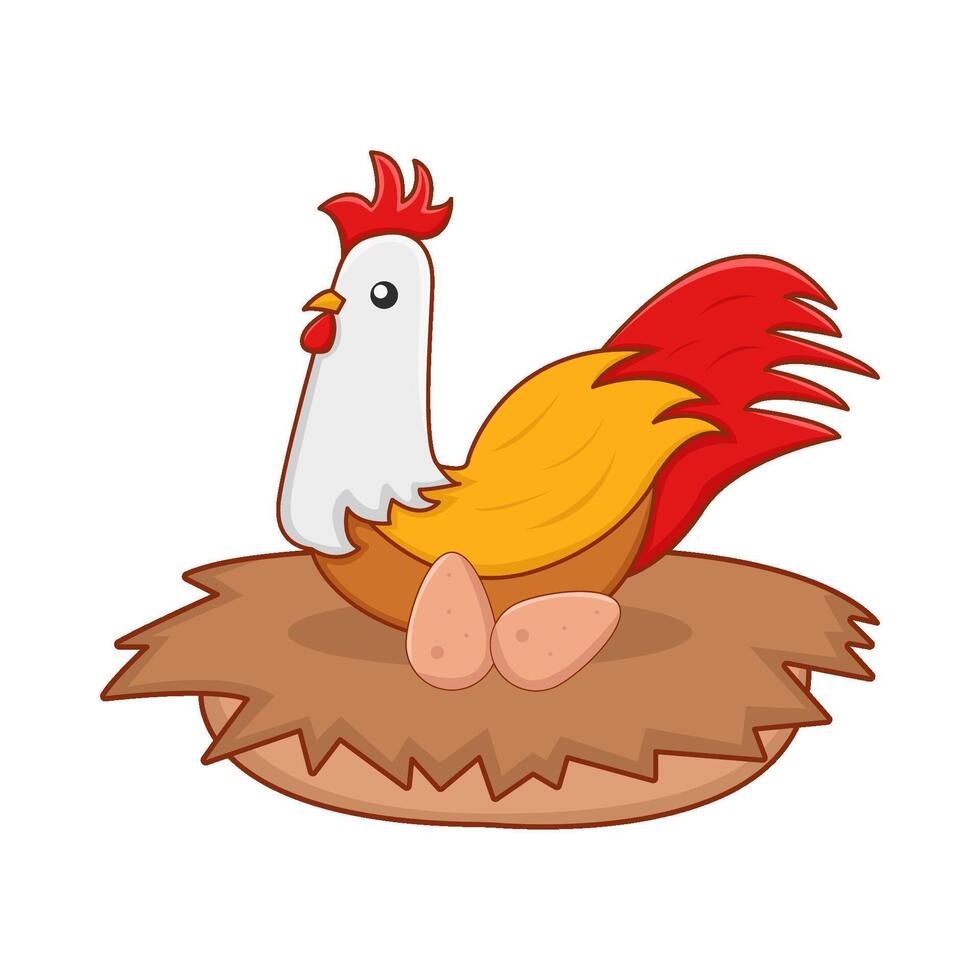 rooster animal in rooster cage with egg illustration vector