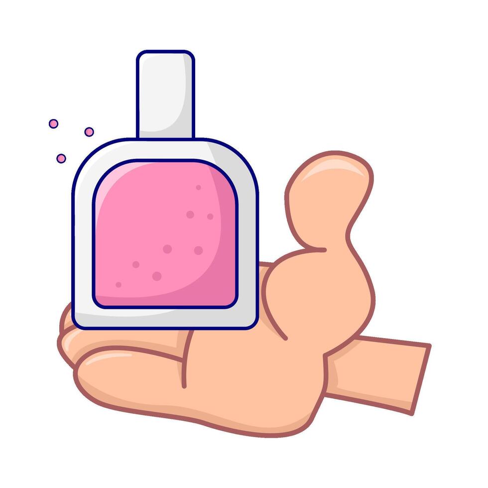 bottle parfume in hand illustration vector
