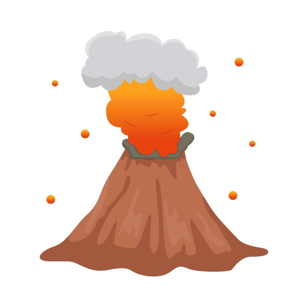 volcano lava fire with smoke illustration vector