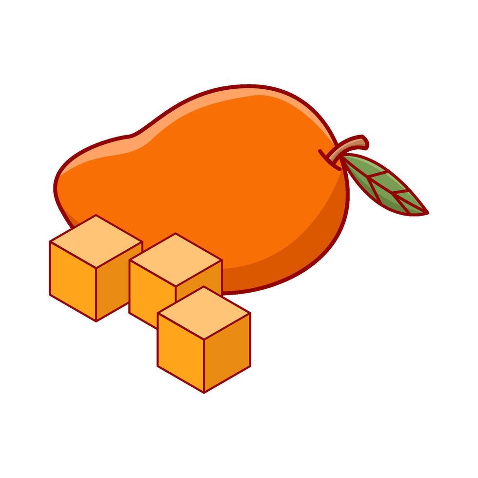 mango fruit with mango pieces illustration vector