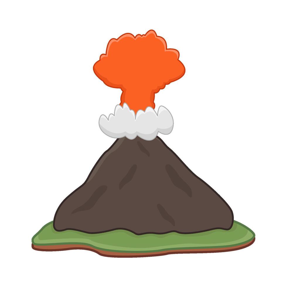 volcán lava fuego con fumar ilustración vector