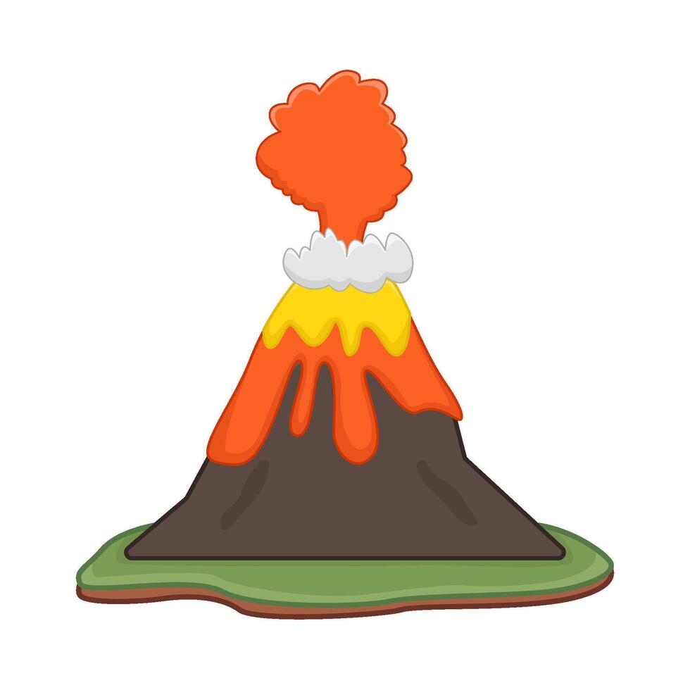 volcano lava fire with smoke illustration vector