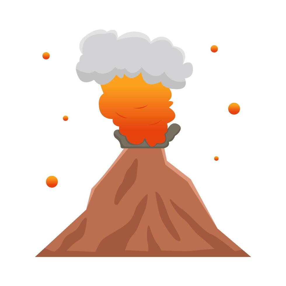 volcán lava fuego con fumar ilustración vector