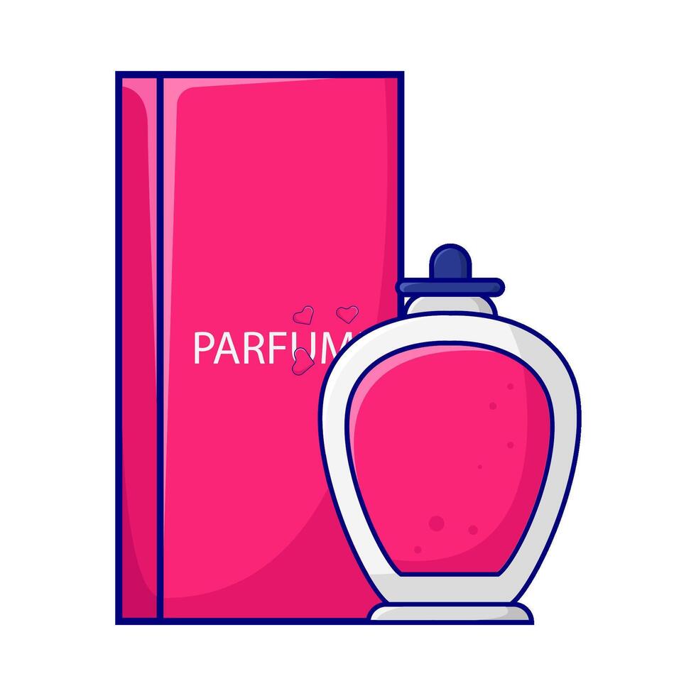 bottle parfume with box packaging illustration vector