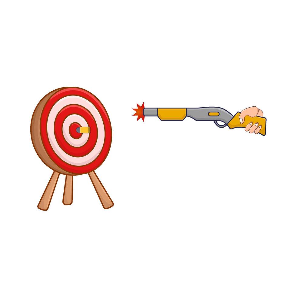 shotgun, bullet with arrow board illustration vector