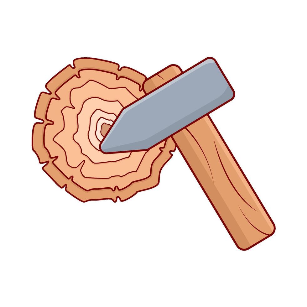 martillo con madera ilustración vector