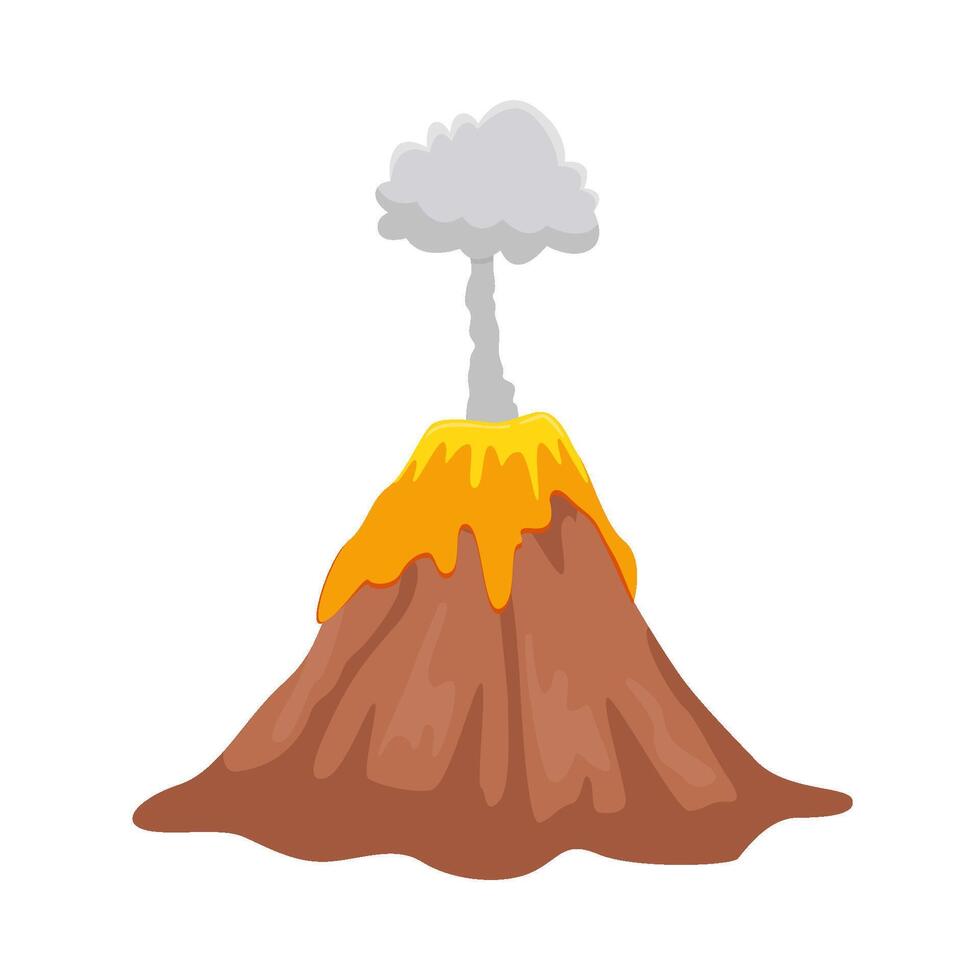 volcán lava fuego con fumar ilustración vector