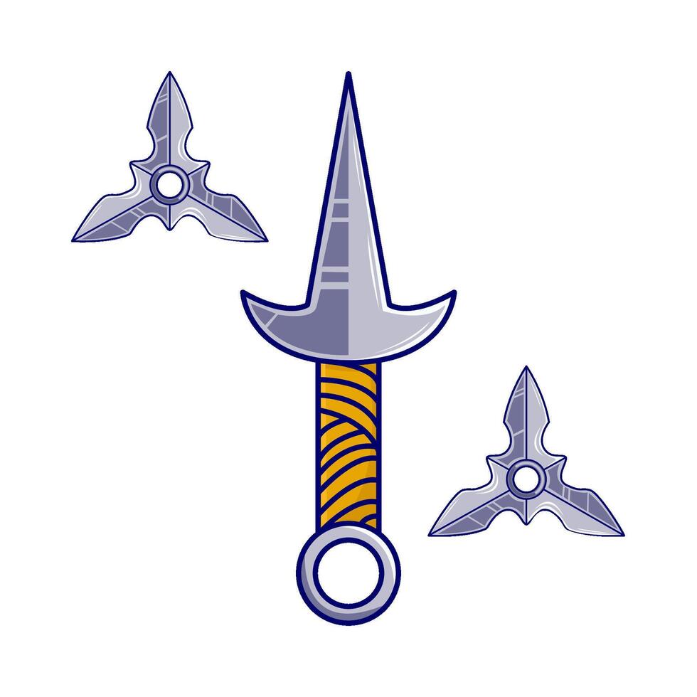 shuriken con kunai ilustración vector