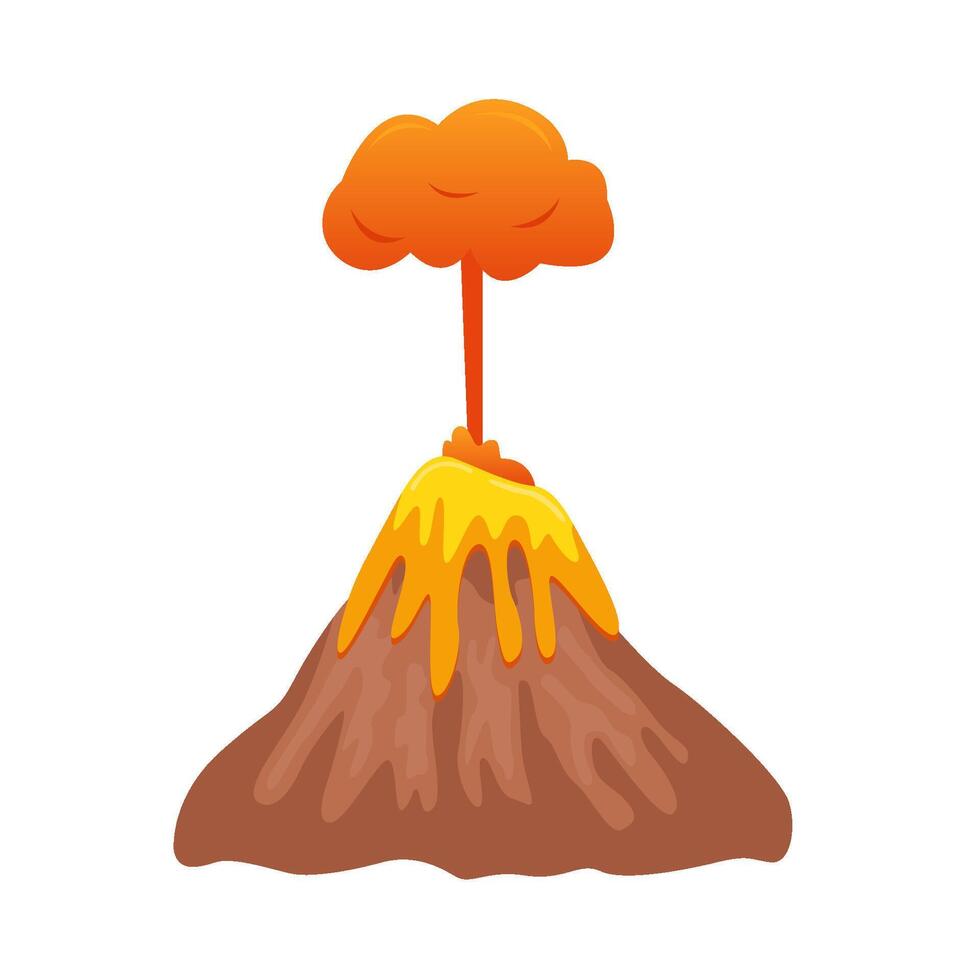 volcán lava fuego con fumar ilustración vector