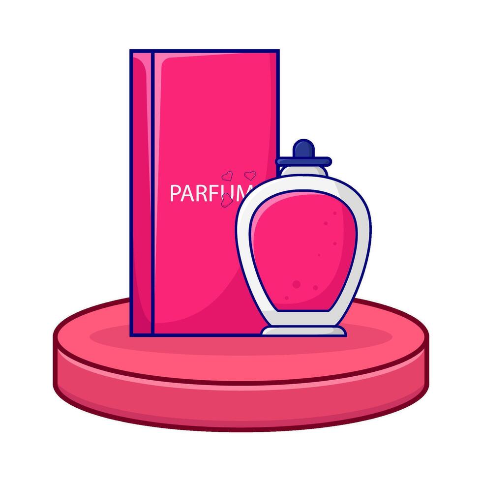 bottle parfume with box packaging in display illustration vector