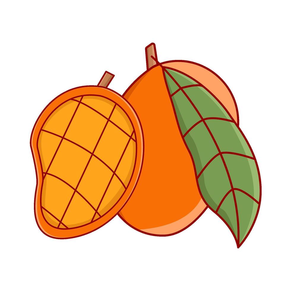 mango fruit with slice mango illustration vector