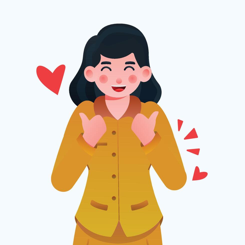 girl with heart vector