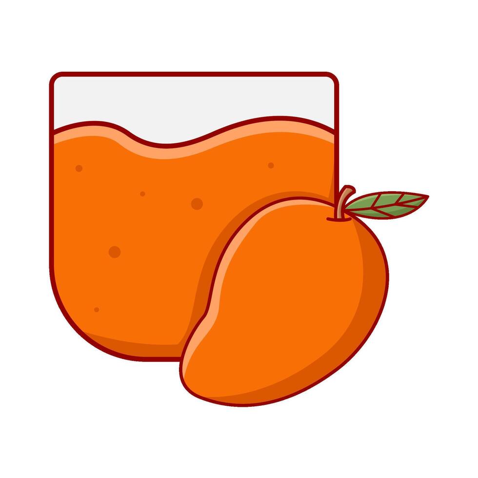 juice mango with mango fruit illustration vector