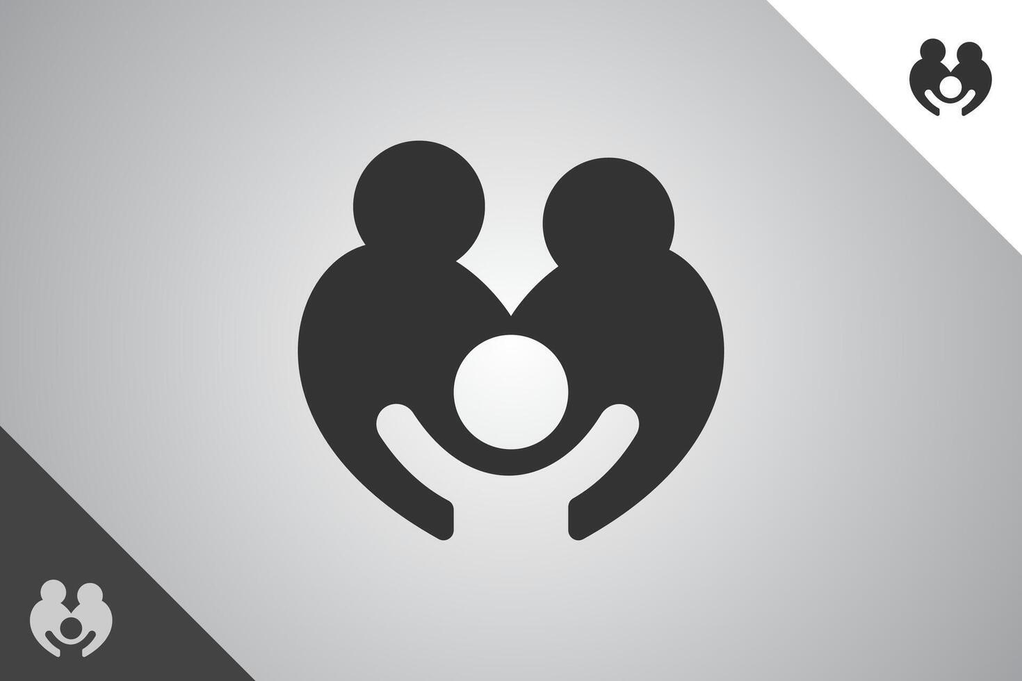 Family love symbol. Babies, daycare and parenting logo identity template. Perfect logo for business related to daycare and parenting symbol business. Isolated background. Vector eps 10.