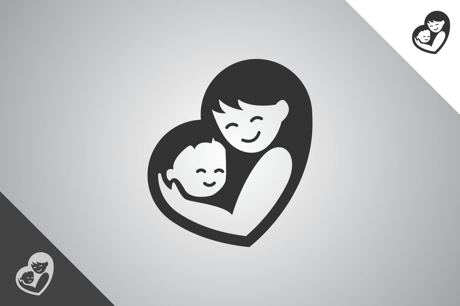 familia amor símbolo. bebés, guardería y paternidad logo identidad modelo. Perfecto logo para negocio relacionado a guardería y paternidad símbolo negocio. aislado antecedentes. vector eps 10