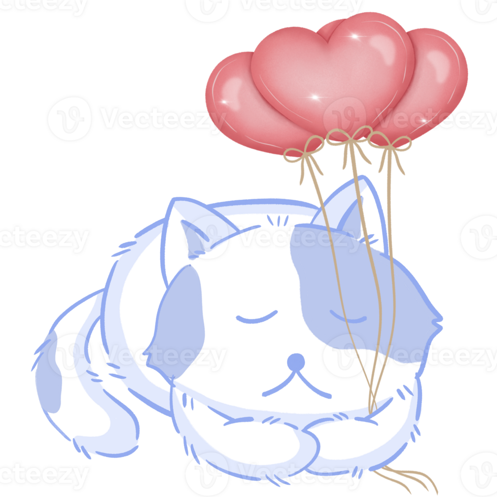 Cat with red balloons png