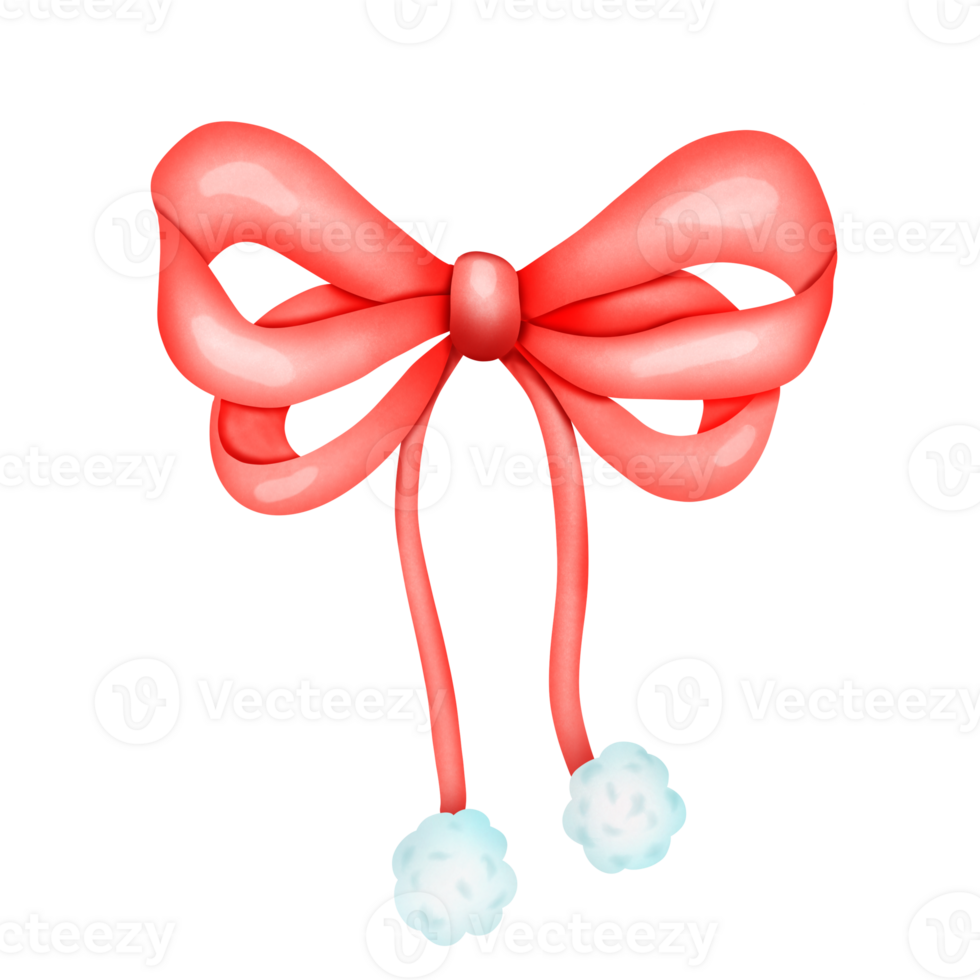 Red bow with ribbon png