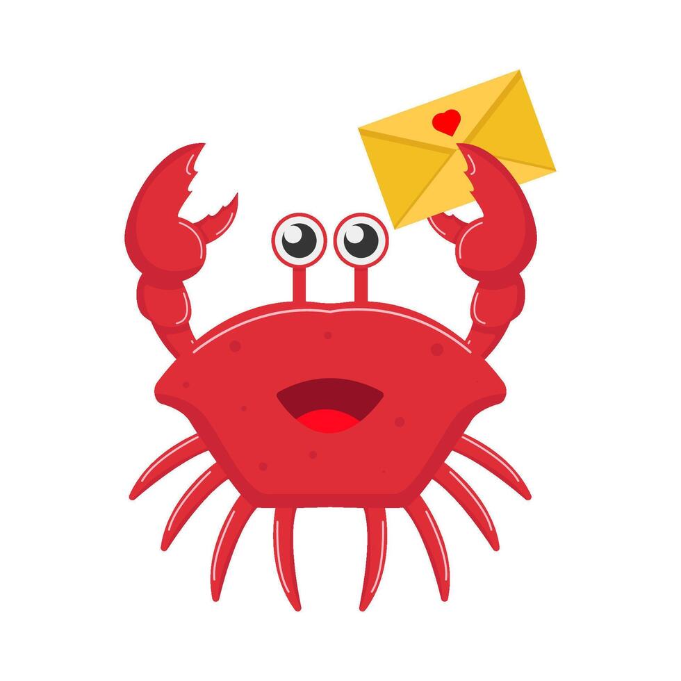 crab with mail illustration vector