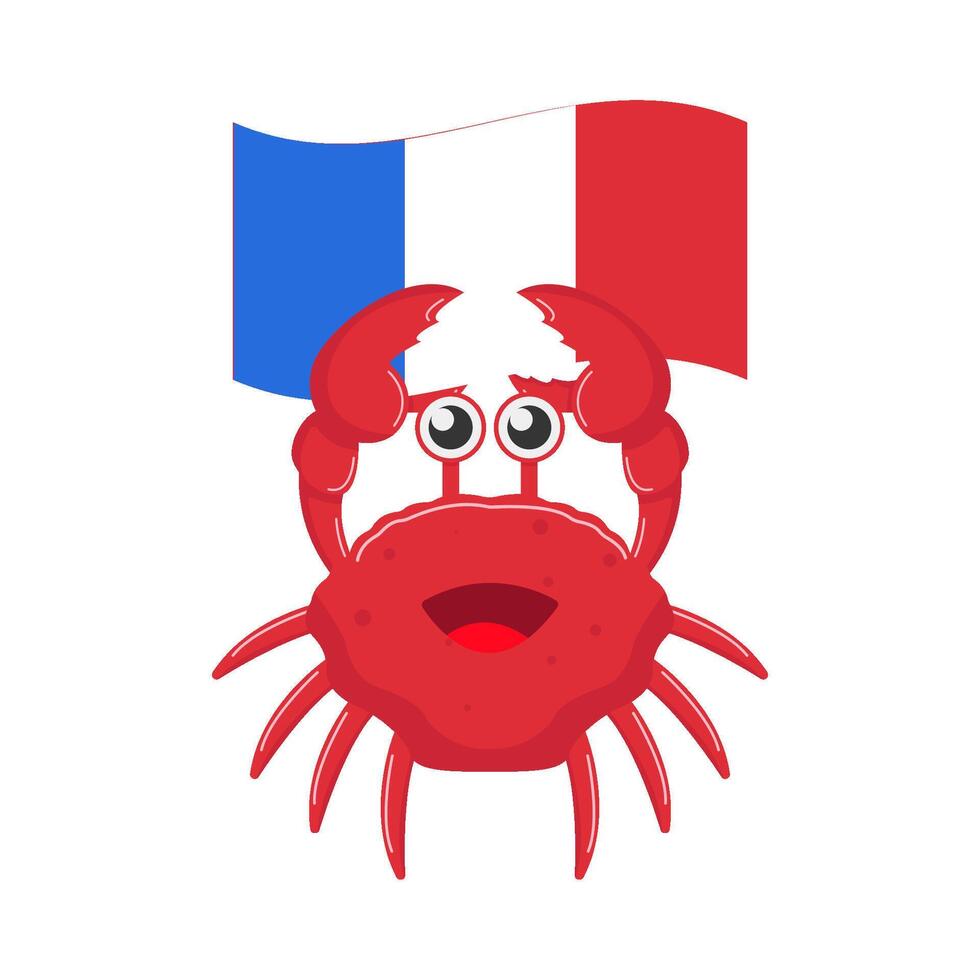 crab with flag illustration vector