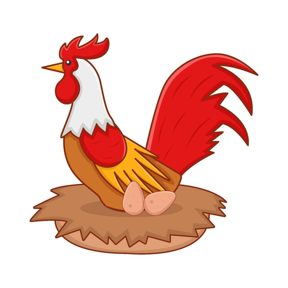rooster animal in rooster cage with egg illustration vector