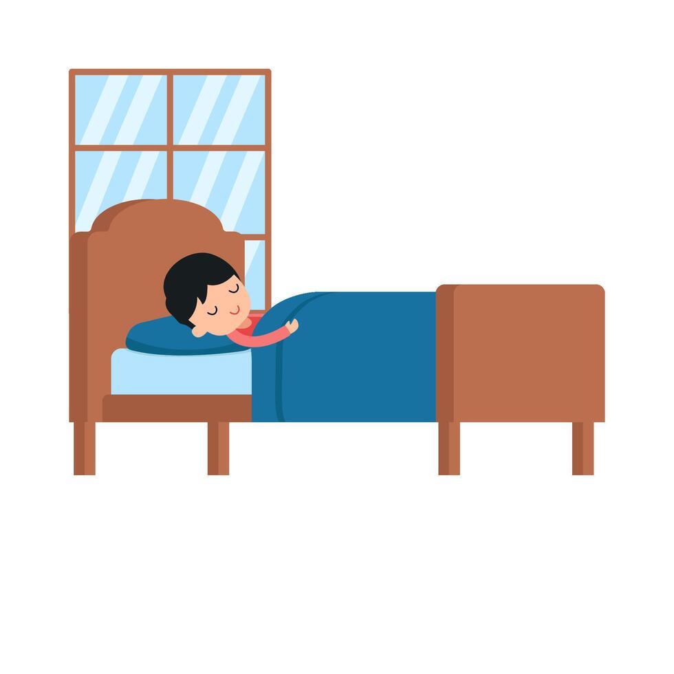 person sleep in bedroom illustration vector