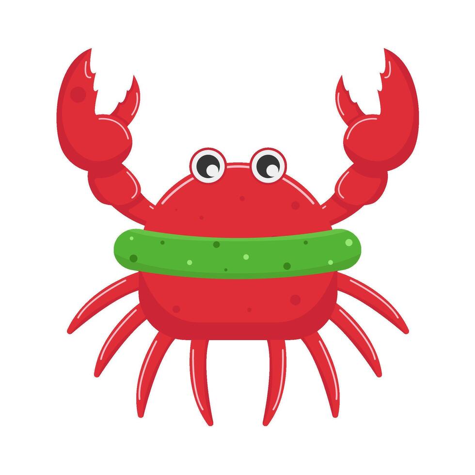 cangrejo con boya salvavidas ilustración vector