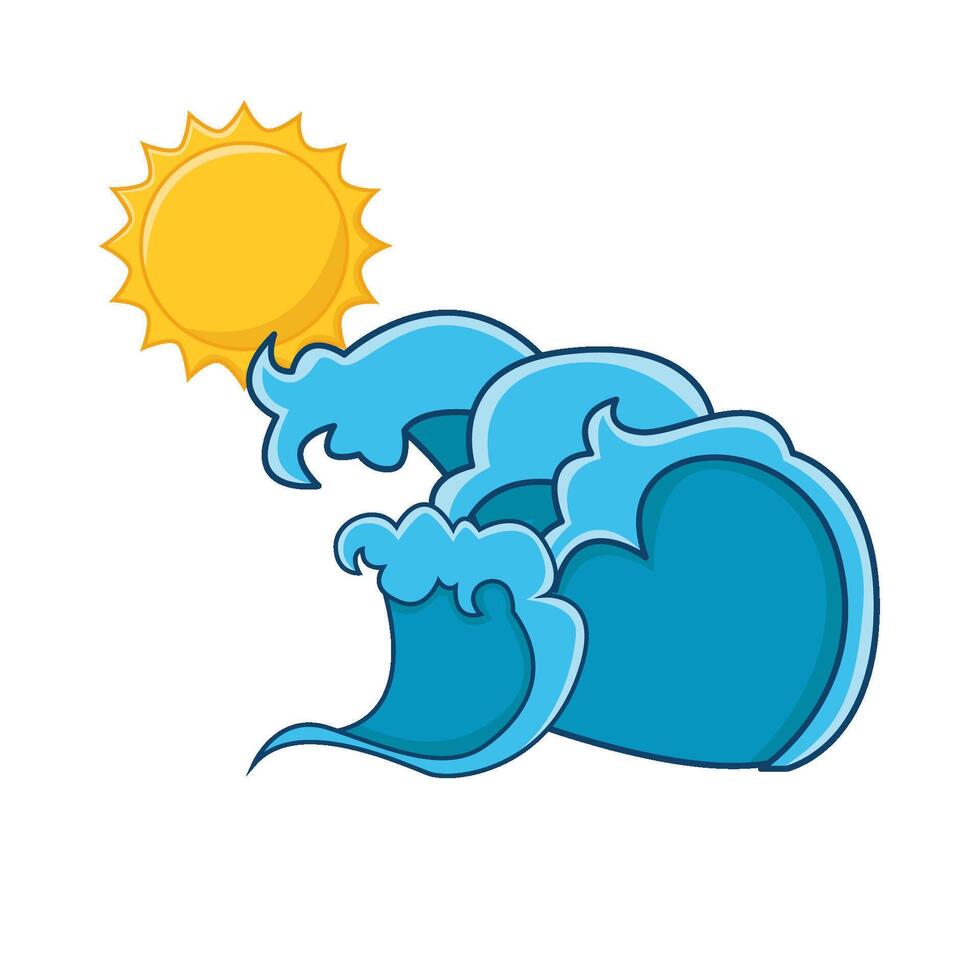 sea wave with sun illustration vector