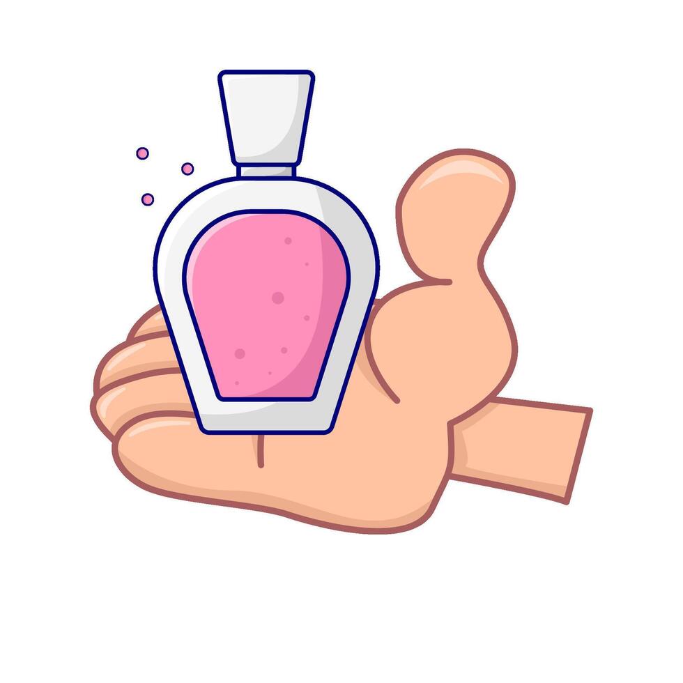 botella perfumar en mano ilustración vector