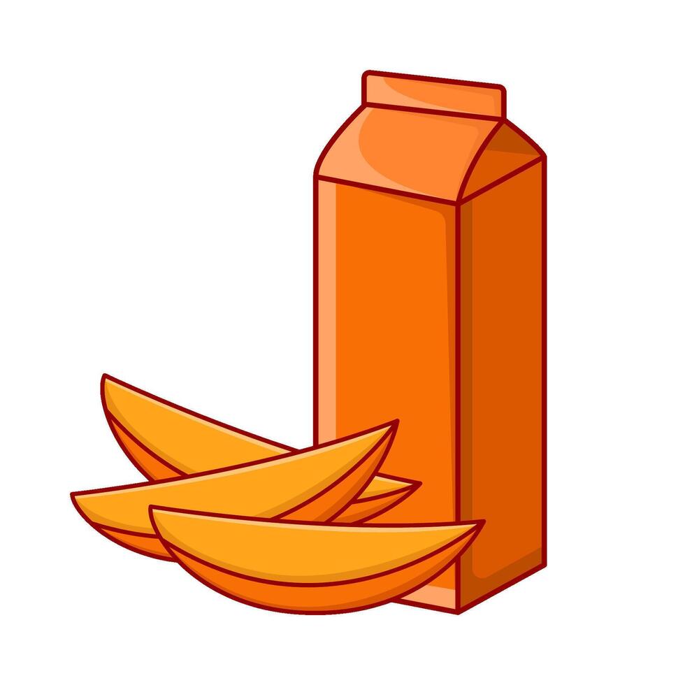 caja jugo mango con mango rebanada ilustración vector