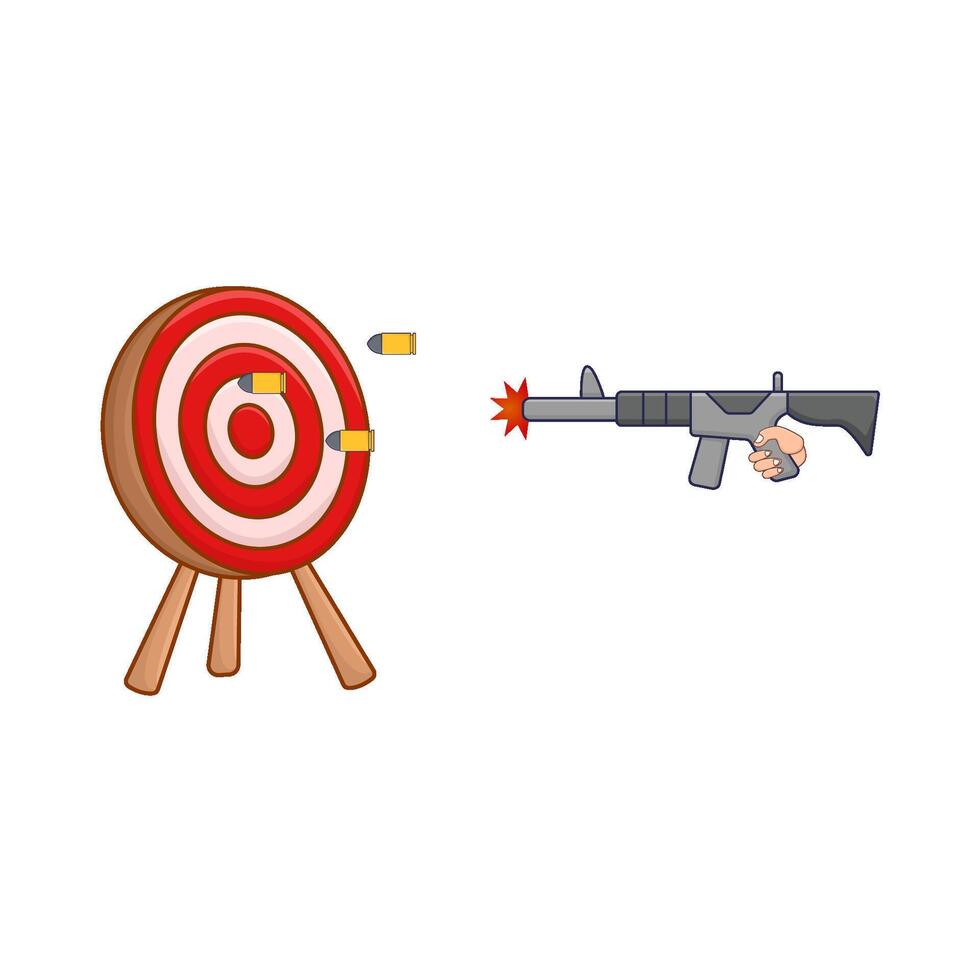 shotgun, bullet with arrow board illustration vector