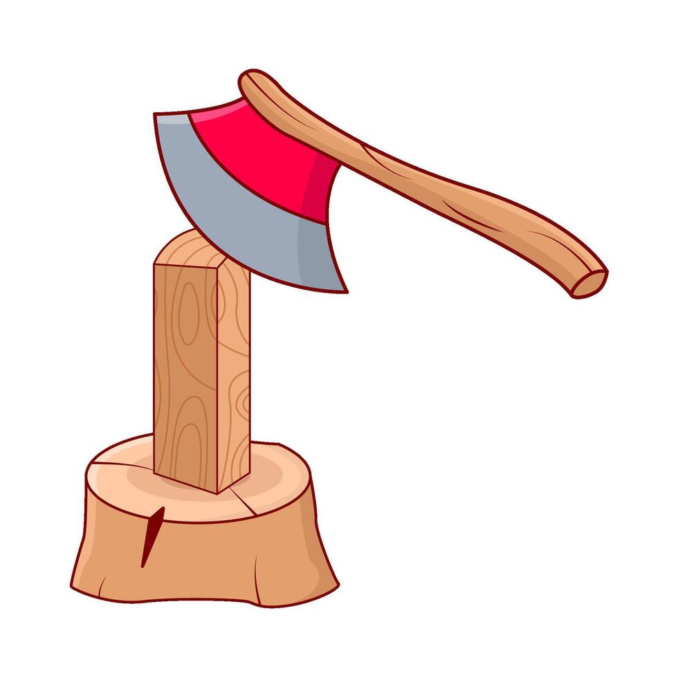 ax with tree trunk illustration vector