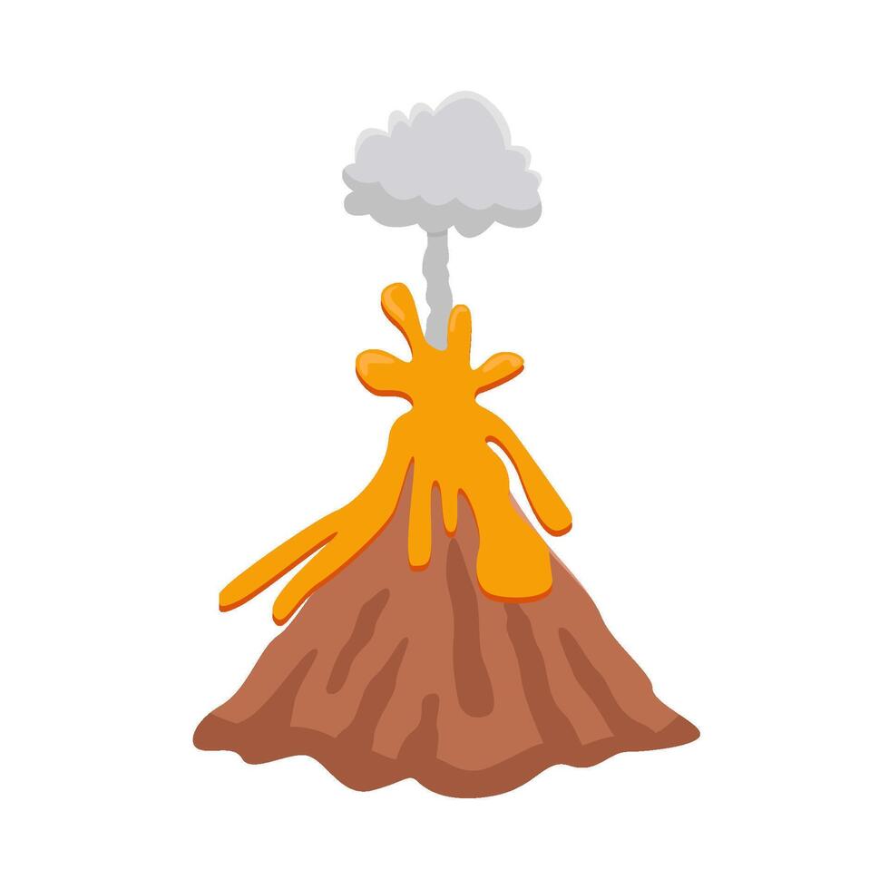 volcán lava fuego con fumar ilustración vector