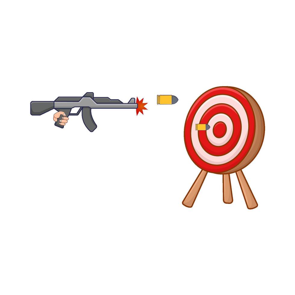shotgun, bullet with arrow board illustration vector