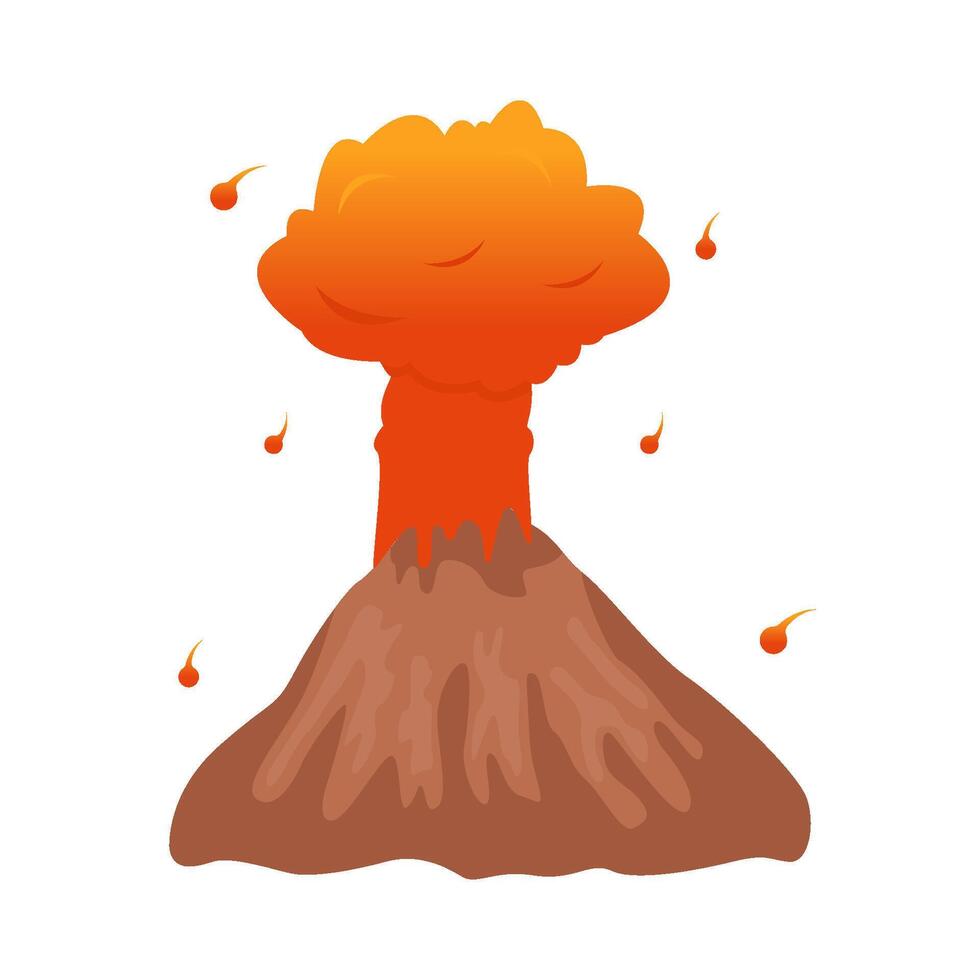 volcán con fuego ilustración vector