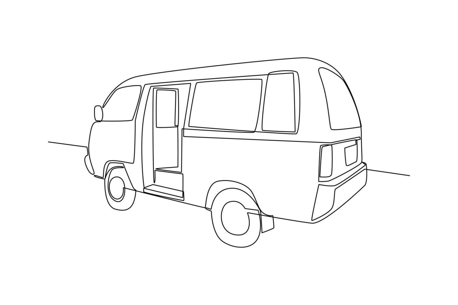 Continuous one line drawing Public service transportation concept. Doodle vector illustration.