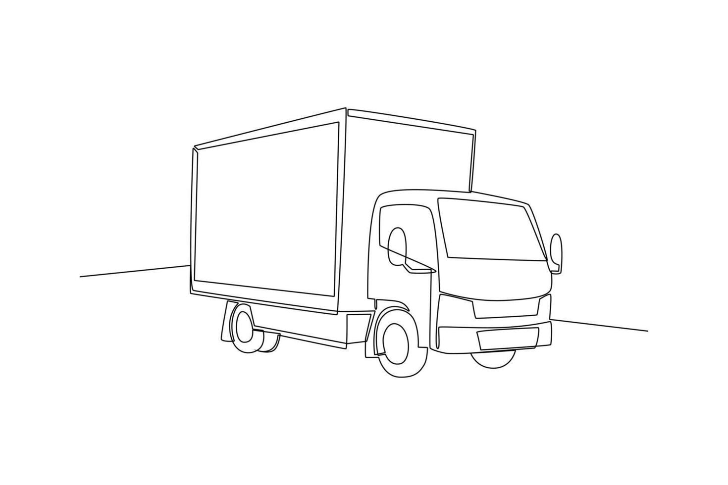 One continuous line drawing of Delivery truck concept. Doodle vector illustration in simple linear style.