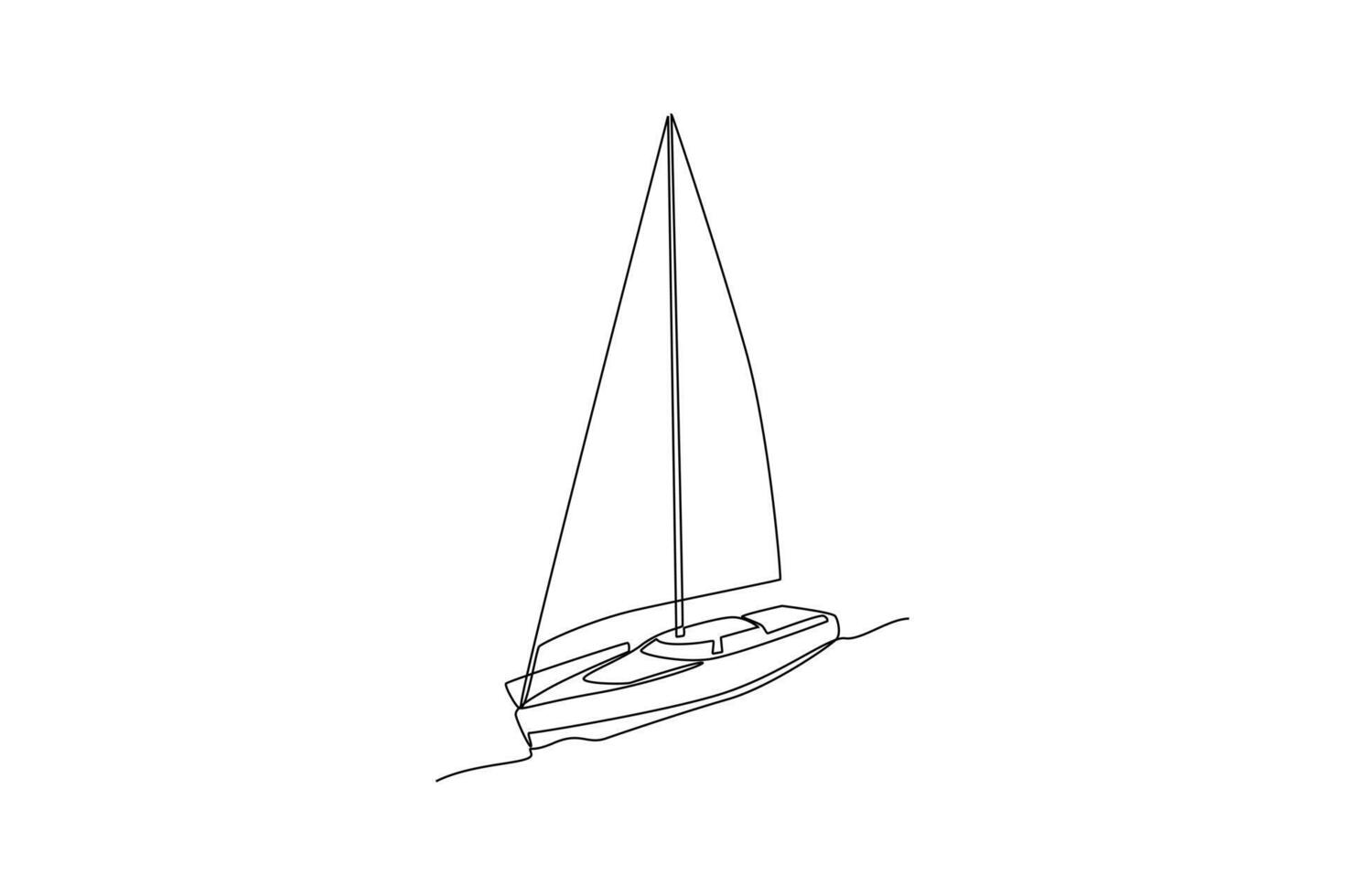 One continuous line drawing of Sea transportation concept. Doodle vector illustration in simple linear style.