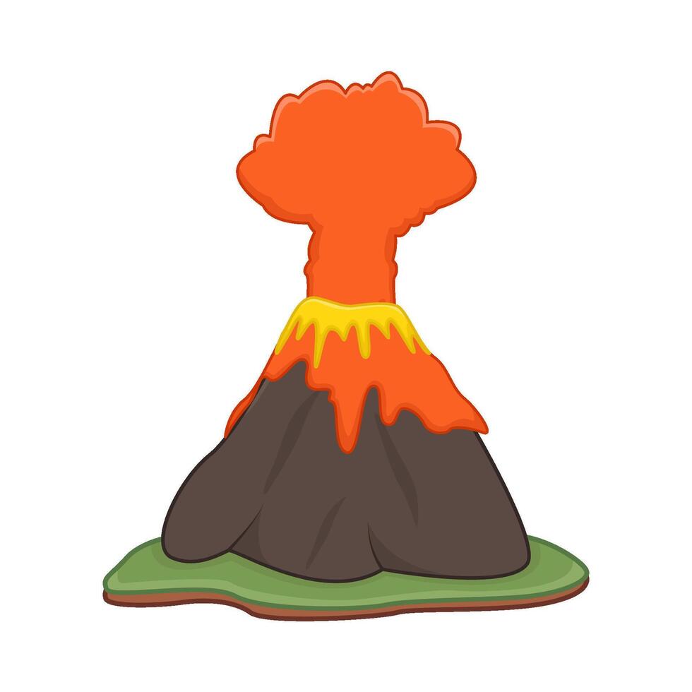 volcán lava fuego con fumar ilustración vector