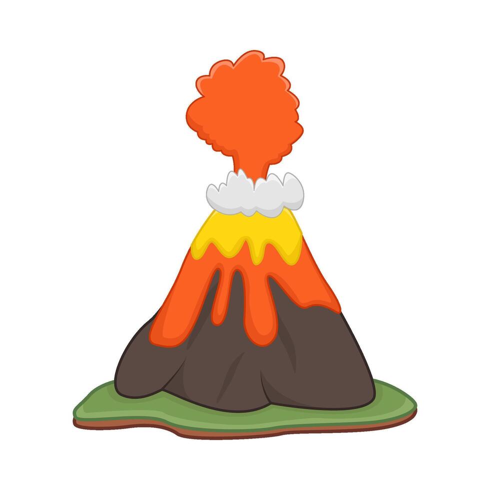 volcán lava fuego con fumar ilustración vector