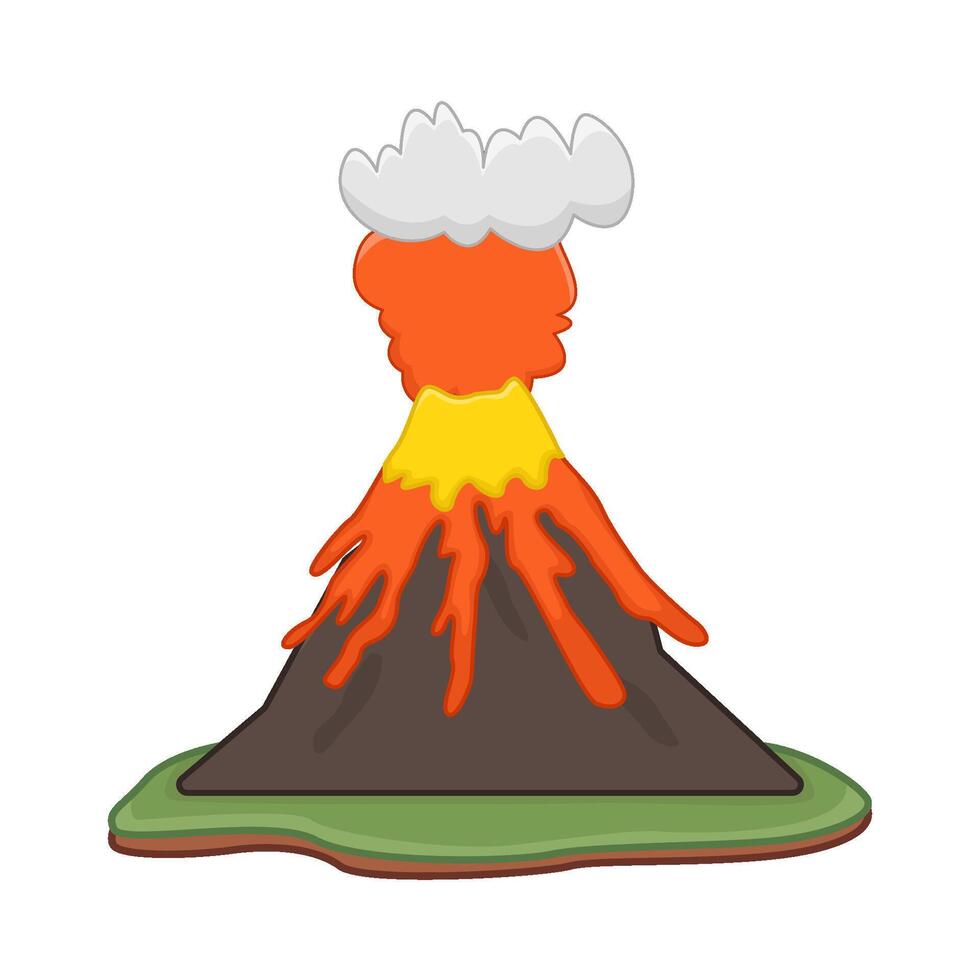 volcán lava fuego con fumar ilustración vector