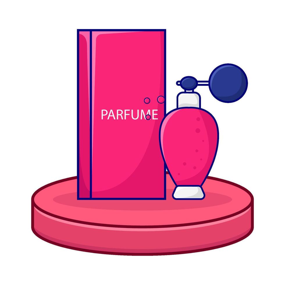 bottle parfume with box packaging in display illustration vector