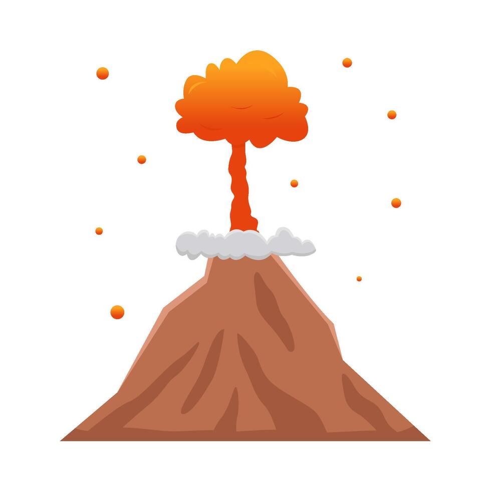 volcano lava fire with smoke  illustration vector