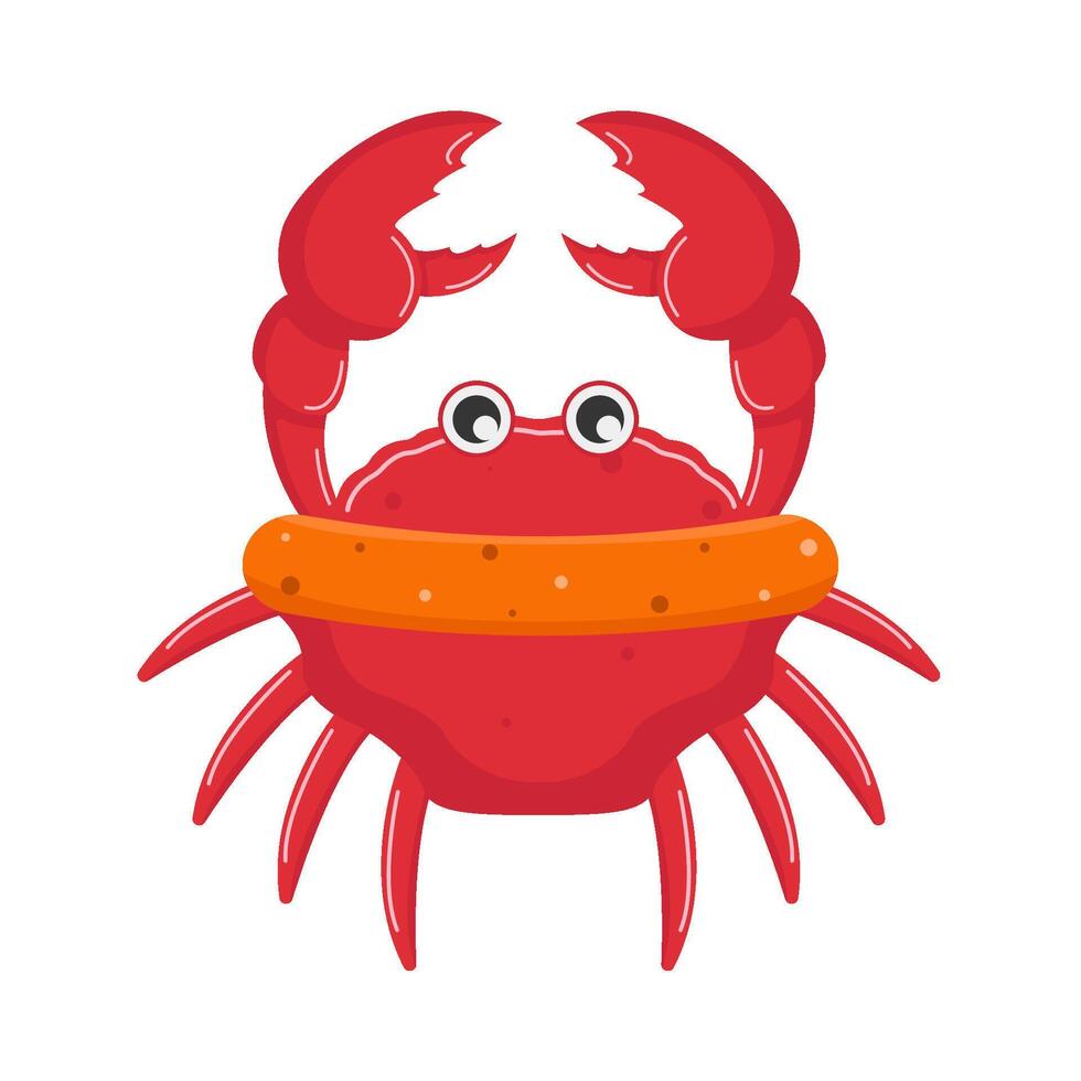 crab with lifebuoy illustration vector