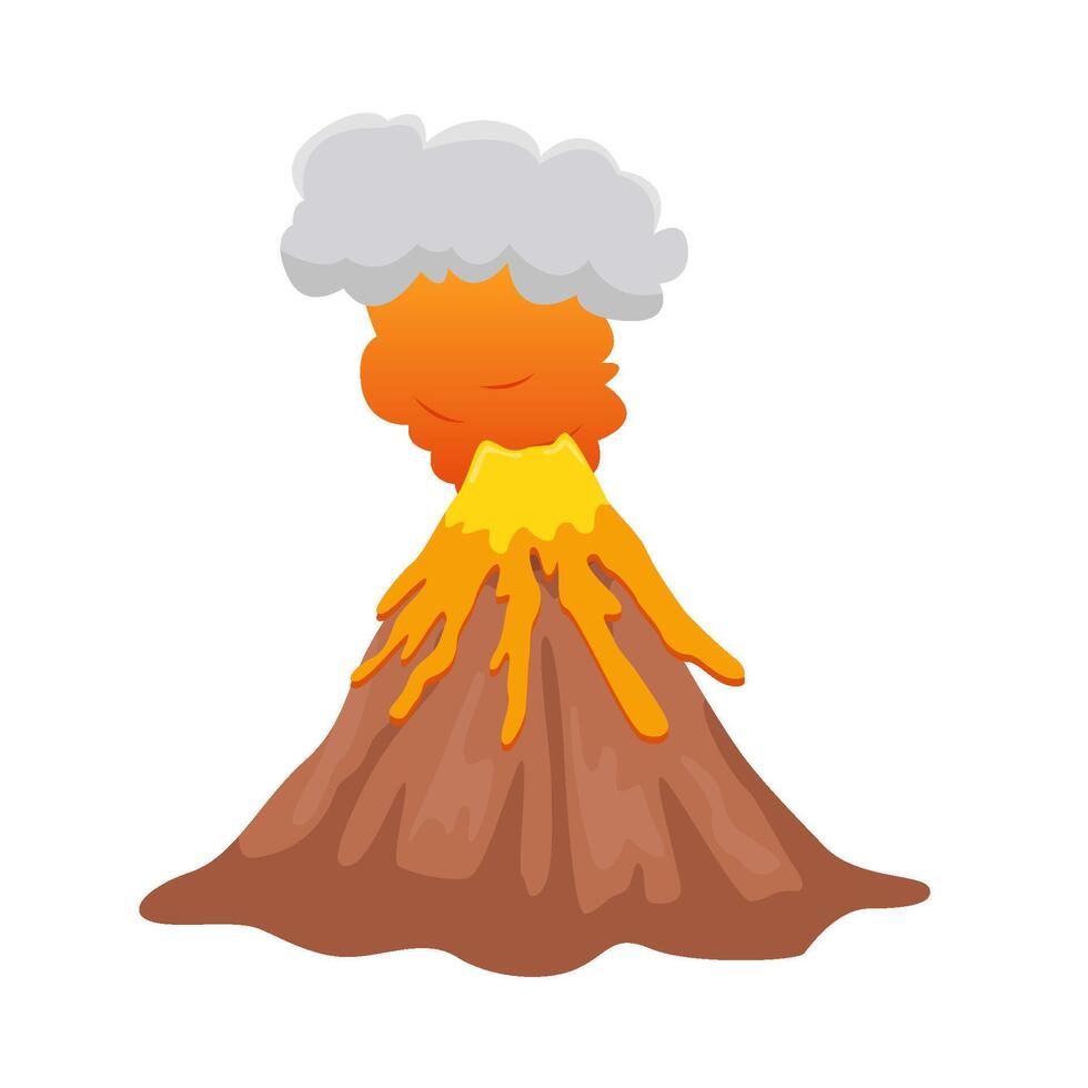 volcán lava fuego con fumar ilustración vector