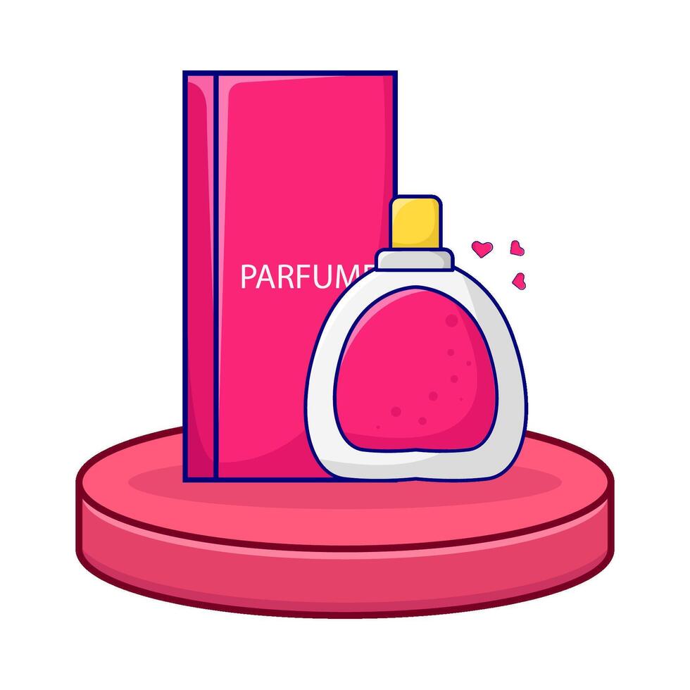 botella perfumar con caja embalaje en monitor ilustración vector