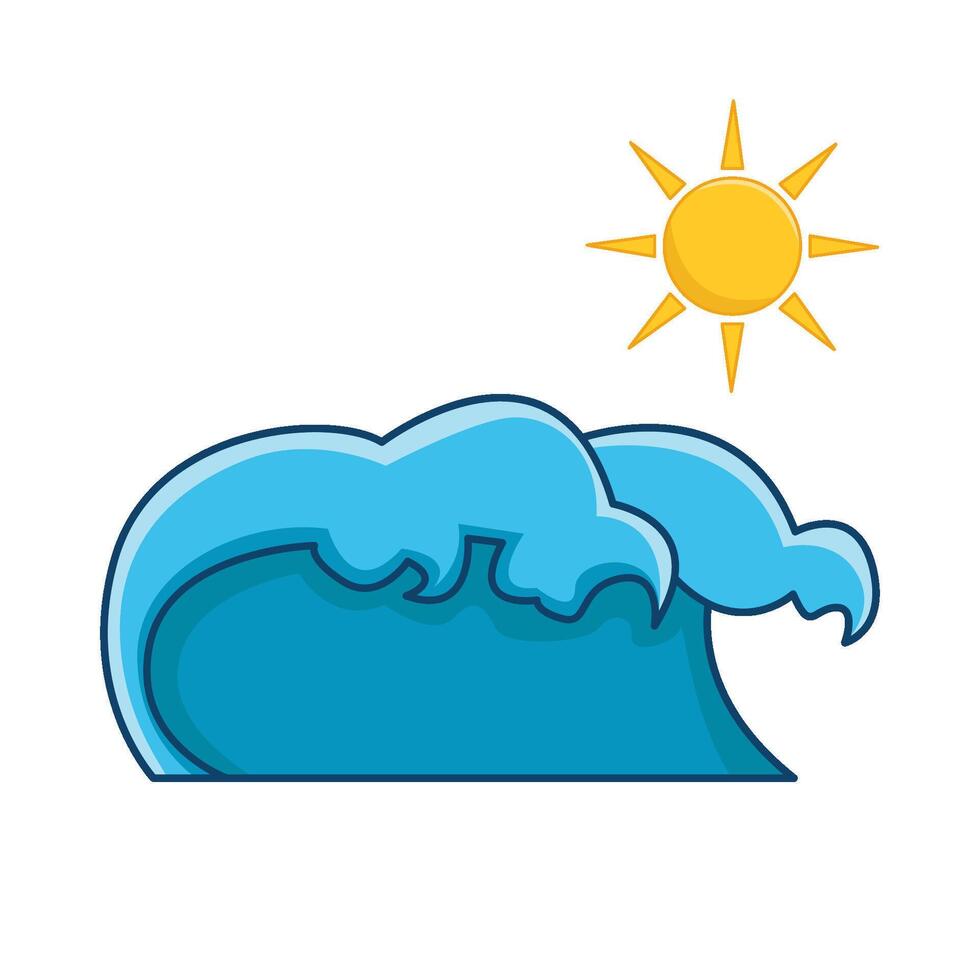 sea wave with sun illustration vector