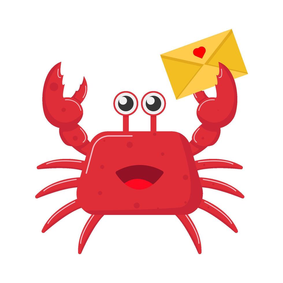crab with mail illustration vector
