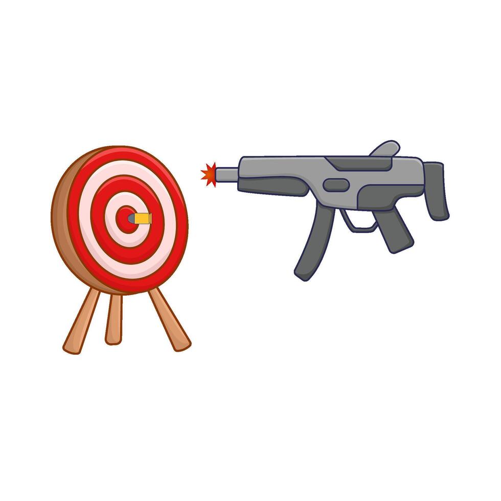 shotgun, bullet with arrow board illustration vector