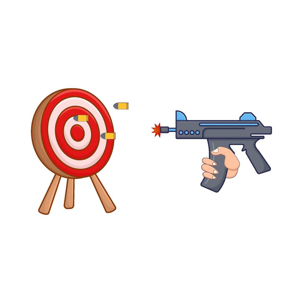 shotgun, bullet with arrow board illustration vector